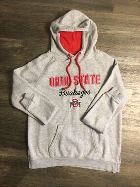 Colosseum Gray and Red Crewneck Hooded Sweatshirt